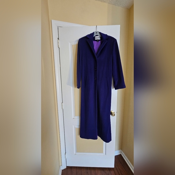 Full length purple wool coat - Picture 2 of 8